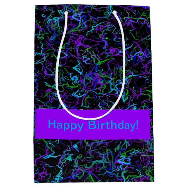 Purple, Black and Blue Abstract Medium Gift Bag (Front)