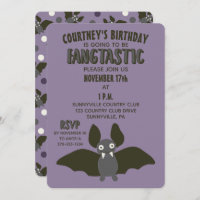 Purple Black and Grey Cartoon Bat Cute Party