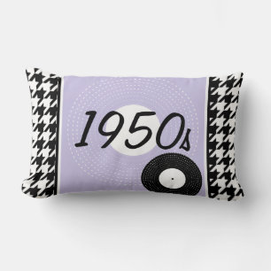 Purple, black and white 1950s theme lumbar cushion