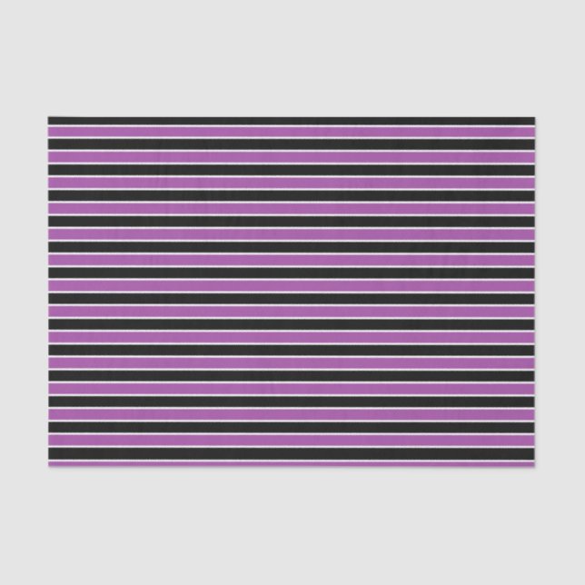 Purple, Black and White Stripes Tissue Paper (Front)