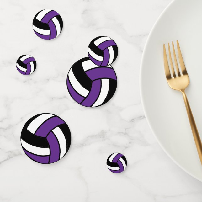 Purple, Black and White Volleyball Confetti (Group)
