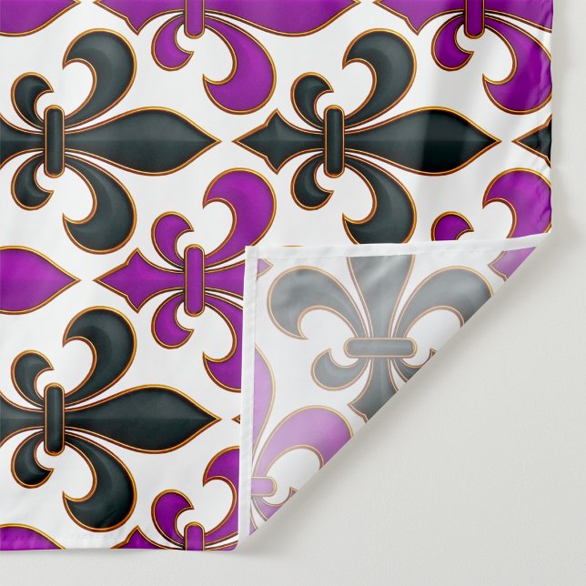 Purple Black Baroque Fleur-de-lis Pattern Design  Fabric (Creator Uploaded)