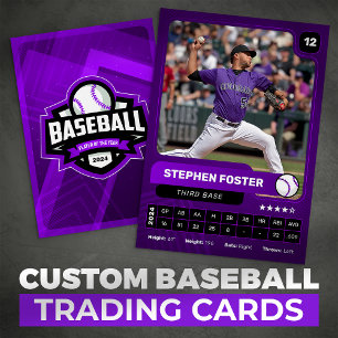 Purple & Black Baseball Player Trading Photo Card