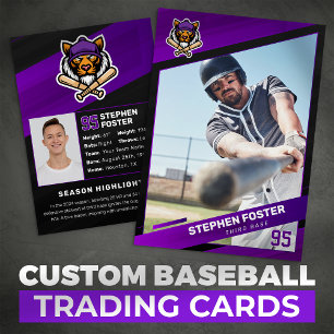 Purple & Black Baseball Trading Card Baseball Card