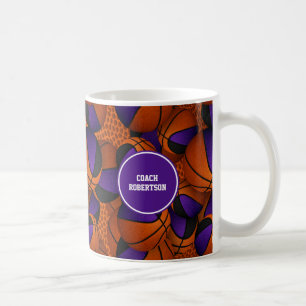 purple black basketball team colours coach name coffee mug