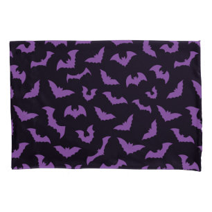 Purple black bats witch horror pillowcase