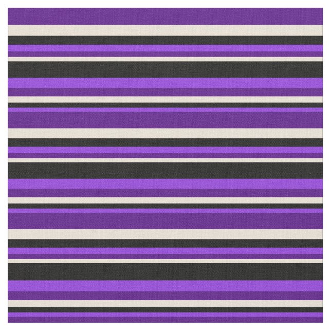 Purple, Black, Bisque, and Indigo Coloured Pattern Fabric (Close Up)