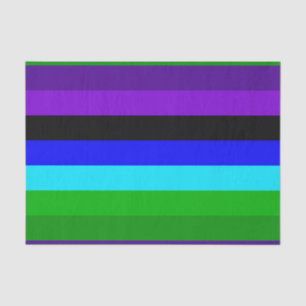 Purple, Black, Blue and Green Stripes Tissue Paper