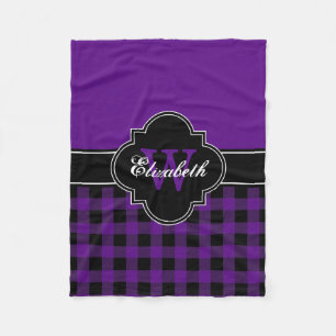 Purple Black Buffalo Plaid Lumberjack CB 1IQIRN Fleece Blanket