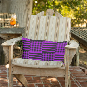 Purple & Black Buffalo Plaid & Stripes Lumbar Cushion