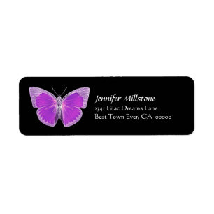 Purple & Black Butterfly Address Label Return Address Label