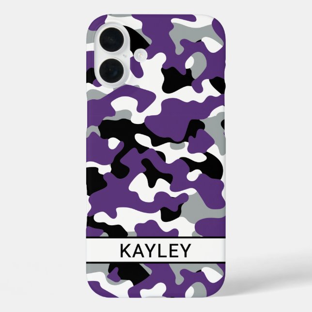 Purple Black Camouflage Personalised Case-Mate iPhone Case (Back)