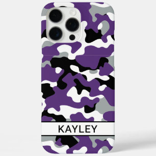 Purple Black Camouflage Personalized iPhone 16 Pro Max Case