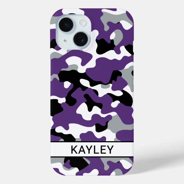 Purple Black Camouflage Personalized Case-Mate iPhone Case (Back)
