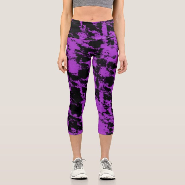 Purple black capri leggings (Front)