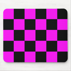 Purple Black Chequered Check Pattern Mouse Pad