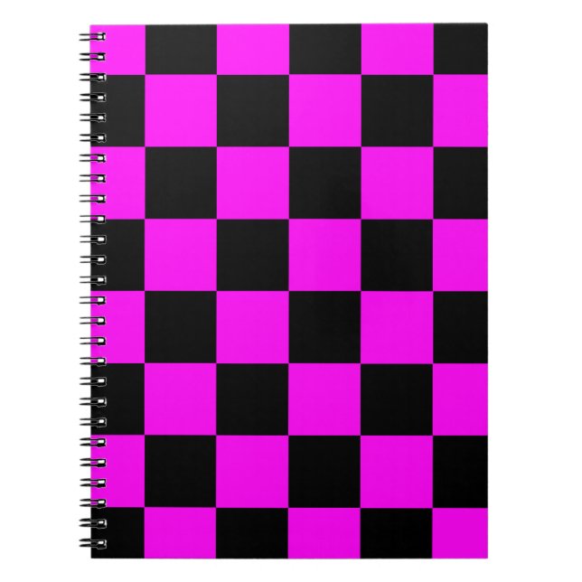 Purple Black Chequered Check Pattern Notebook (Front)
