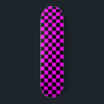 Purple Black Chequered Check Pattern Skateboard<br><div class="desc">Purple and Black Check Chequered Geometric Squares Pattern Design</div>