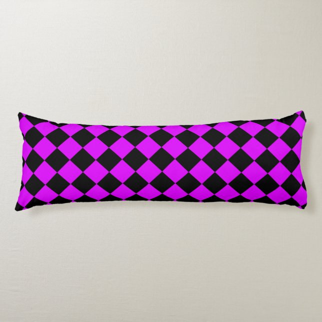 Purple Black Chequered Diamond Pattern Body Cushion (Front)