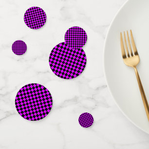 Purple Black Chequered Diamond Pattern Confetti