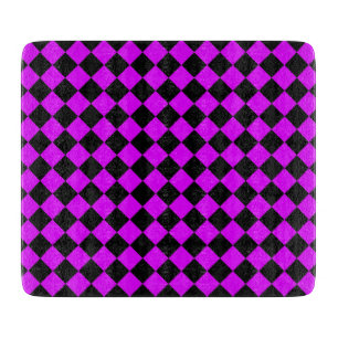 Purple Black Chequered Diamond Pattern Cutting Board