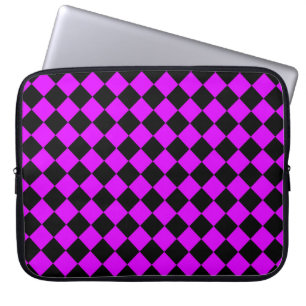 Purple Black Chequered Diamond Pattern Laptop Sleeve