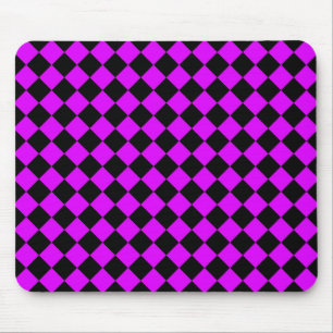 Purple Black Chequered Diamond Pattern Mouse Pad