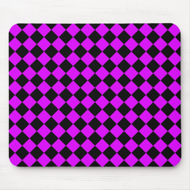 Purple Black Chequered Diamond Pattern Mouse Pad (Front)