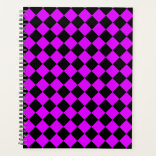 Purple Black Chequered Diamond Pattern Planner