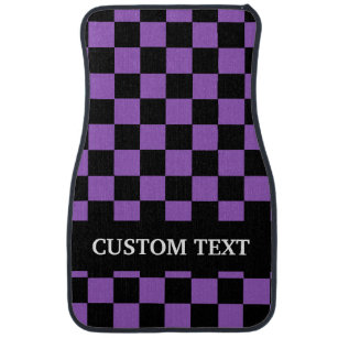 Purple Black Chequered Flag Personalised Name Car  Car Mat