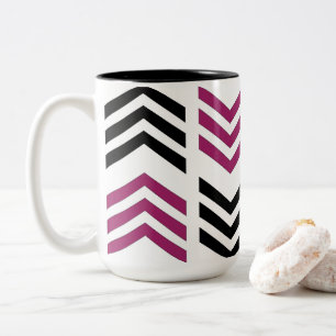 Purple Black Chevron Geometric Pattern Two-Tone Coffee Mug