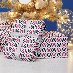 Purple Black Chevron Geometric Wrapping Paper