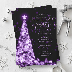 Purple Black Christmas Tree Company Holiday Party Invitation