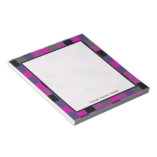 Purple & Black Colour Blocks Personalised Notepad (Angled)