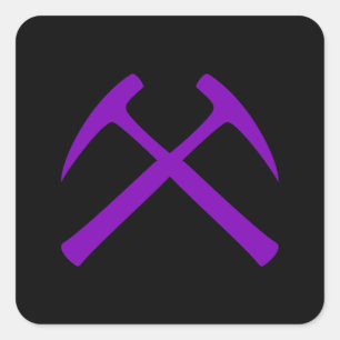 Purple & Black Crossed Rock Hammers Sticker