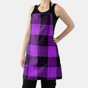 Purple Black Crosshatch Buffalo Check Apron