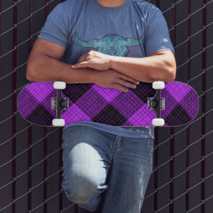 Purple Black Crosshatch Buffalo Check Skateboard