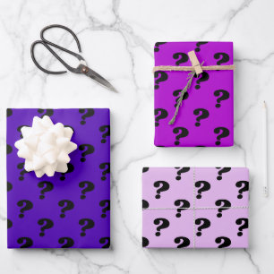 Purple & Black Cute Gift Wrapper (Question Mark)  Wrapping Paper Sheet