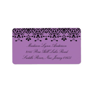 Purple/Black Damask Lace Return Address Label