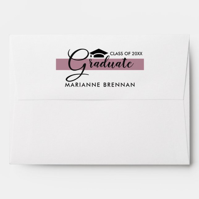 Purple Black Damask Pattern Custom Graduation  Envelope (Back (Top Flap))