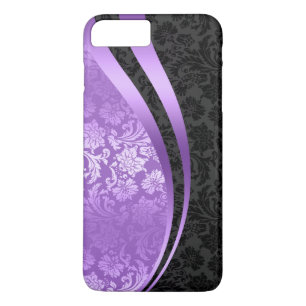 Purple & black damasks dynamic Wavy Stripes iPhone 8 Plus/7 Plus Case