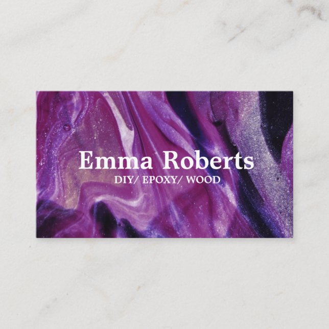 PURPLE BLACK DIY EPOXY WOOD Business card (Front)
