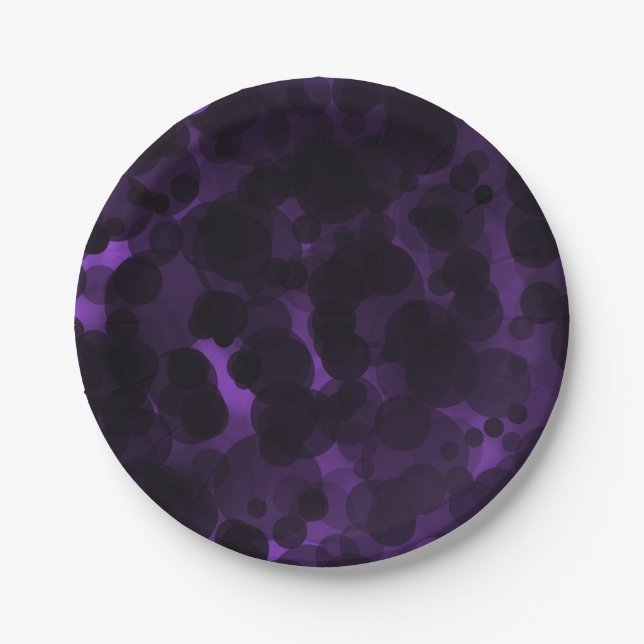 Purple & Black Dots Modern Chic Party Elegant Paper Plate (Front)