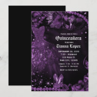 Purple Black Dress Masquerade Quinceañera 15 Party