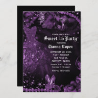 Purple Black Dress Masquerade Sweet 16 Birthday 