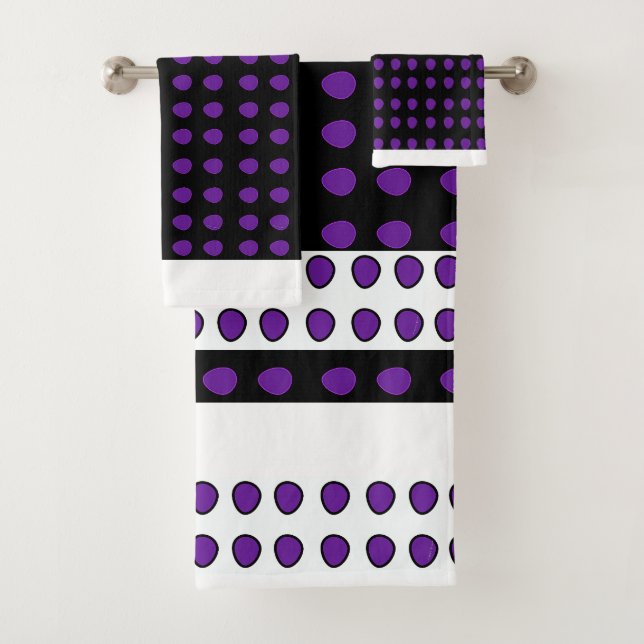Purple Black Droplets Bath Towel Set (Insitu)