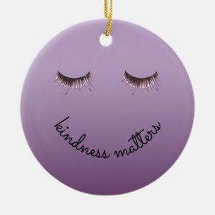 Purple Black Eyelashes Kindness Ceramic Ornament