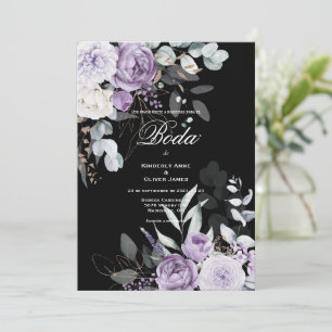 Purple & Black Floral Spanish Wedding Invitation