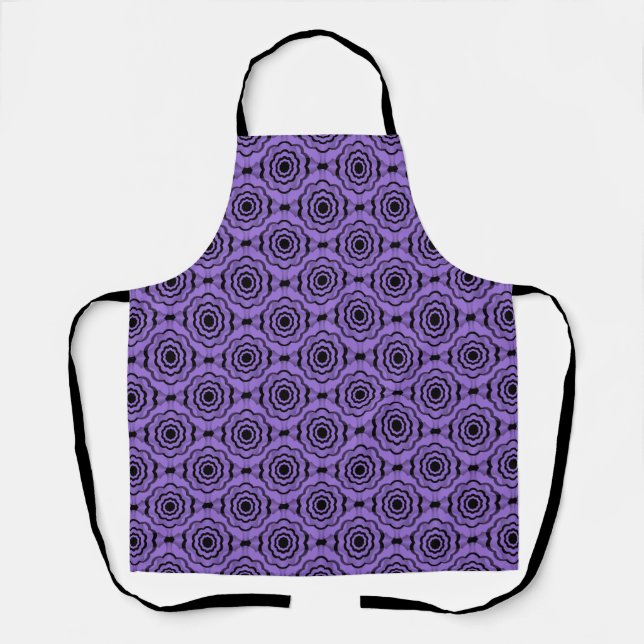 Purple Black Flower Seamless Pattern Apron (Front)