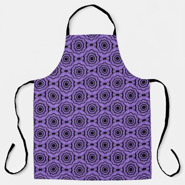 Purple Black Flower Seamless Pattern Apron (Front)